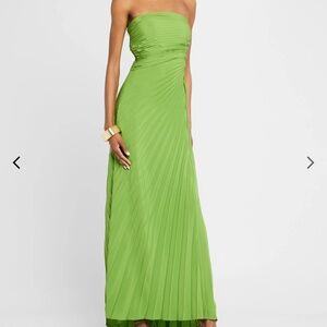 ALC Bianca Pleated Strapless Gown in Lily Green